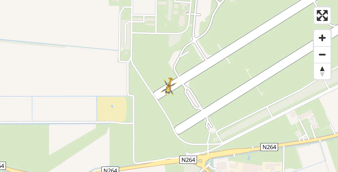 Vluchtroute Traumahelikopter van Vliegbasis Volkel naar Vliegbasis Volkel