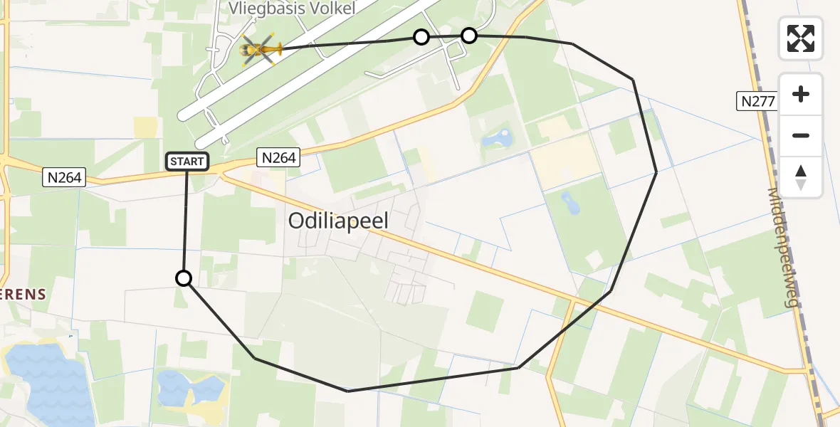 Routekaart van de vlucht: Lifeliner 3 naar Vliegbasis Volkel