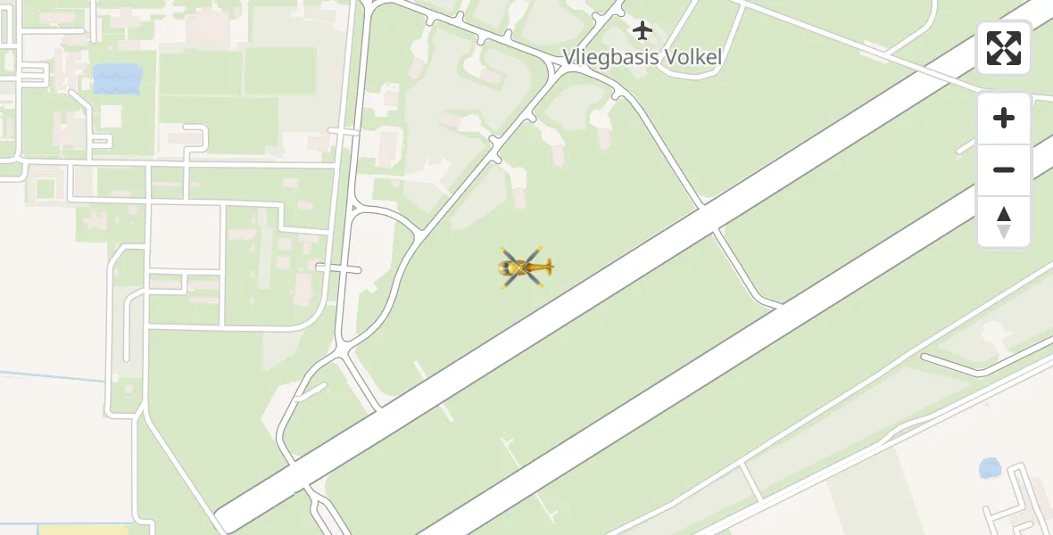 Vluchtroute Traumahelikopter van Vliegbasis Volkel naar Vliegbasis Volkel