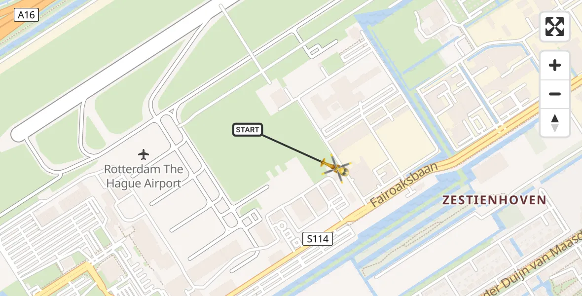 Vluchtroute Traumahelikopter Rotterdam The Hague Airport - Rotterdam The Hague Airport, 01 januari 2024, 06:44