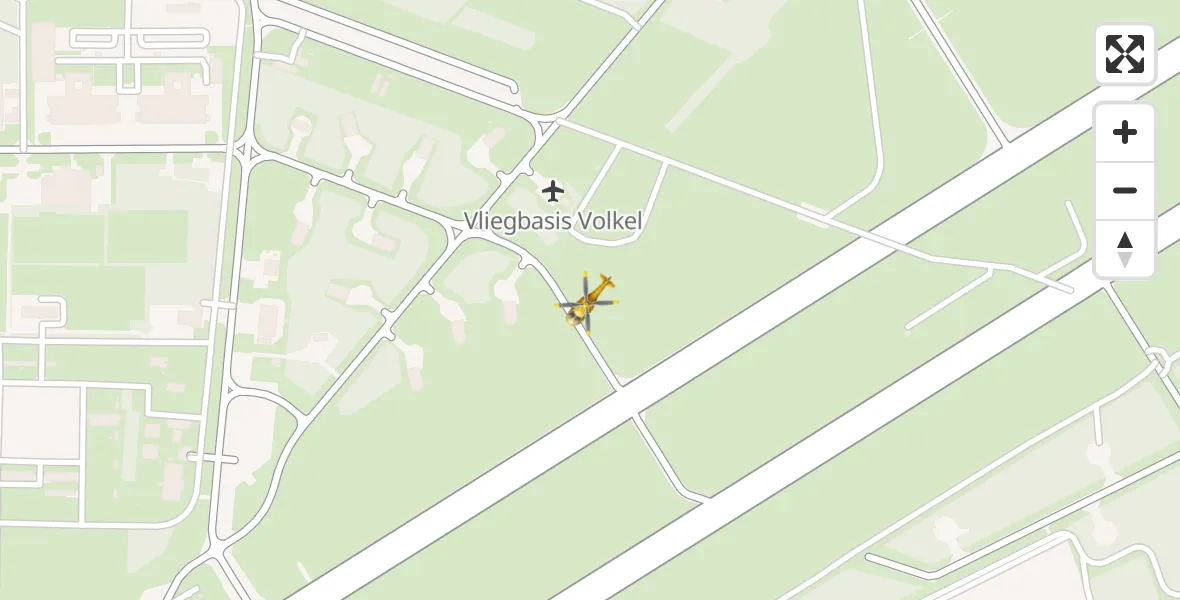 Vluchtroute Traumahelikopter van Vliegbasis Volkel naar Vliegbasis Volkel