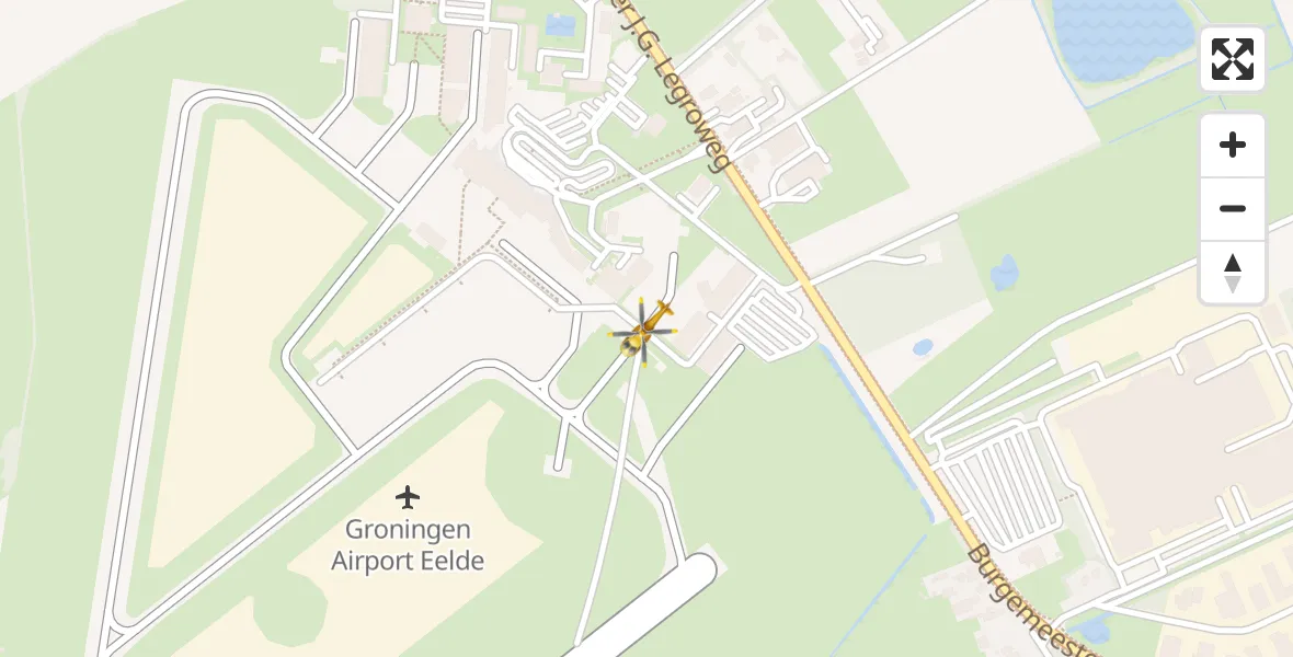 Routekaart van de vlucht: Traumahelikopter naar Groningen Airport Eelde