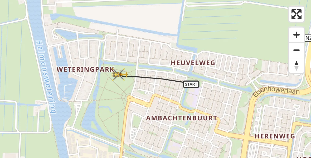 Vluchtroute Traumahelikopter Alphen aan den Rijn - Alphen aan den Rijn, 01 januari 2024, 10:49