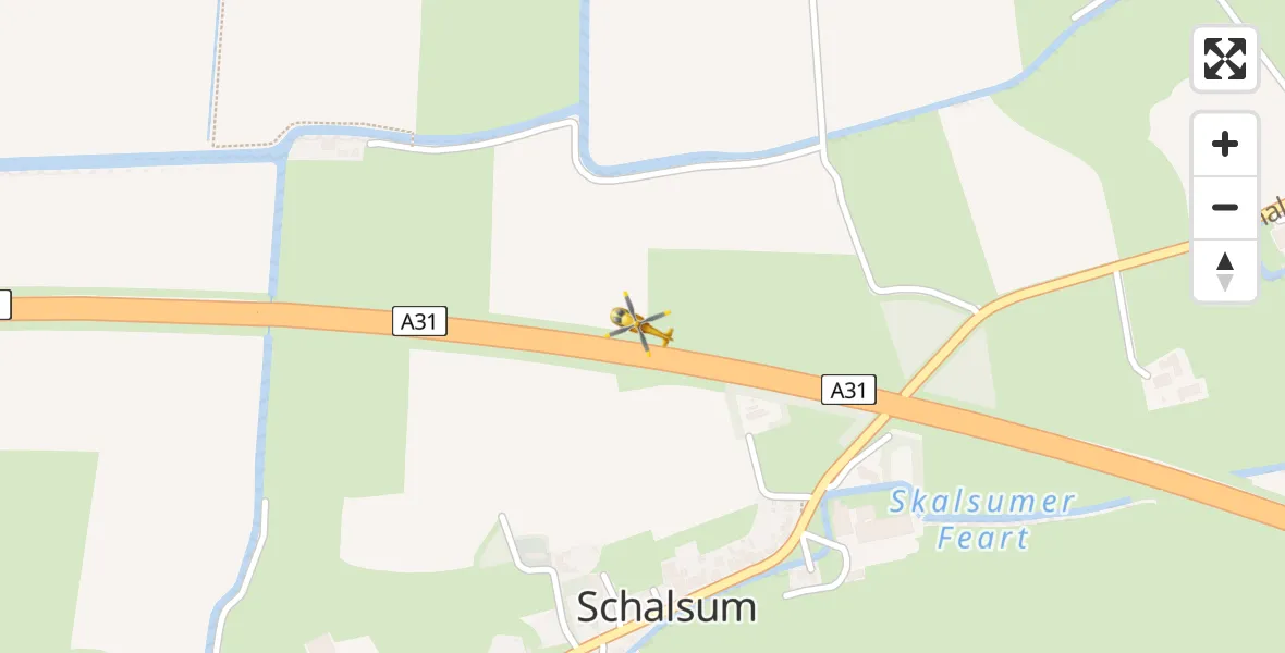 Vluchtroute Ambulancehelikopter Schalsum - Schalsum, 01 januari 2024, 10:58