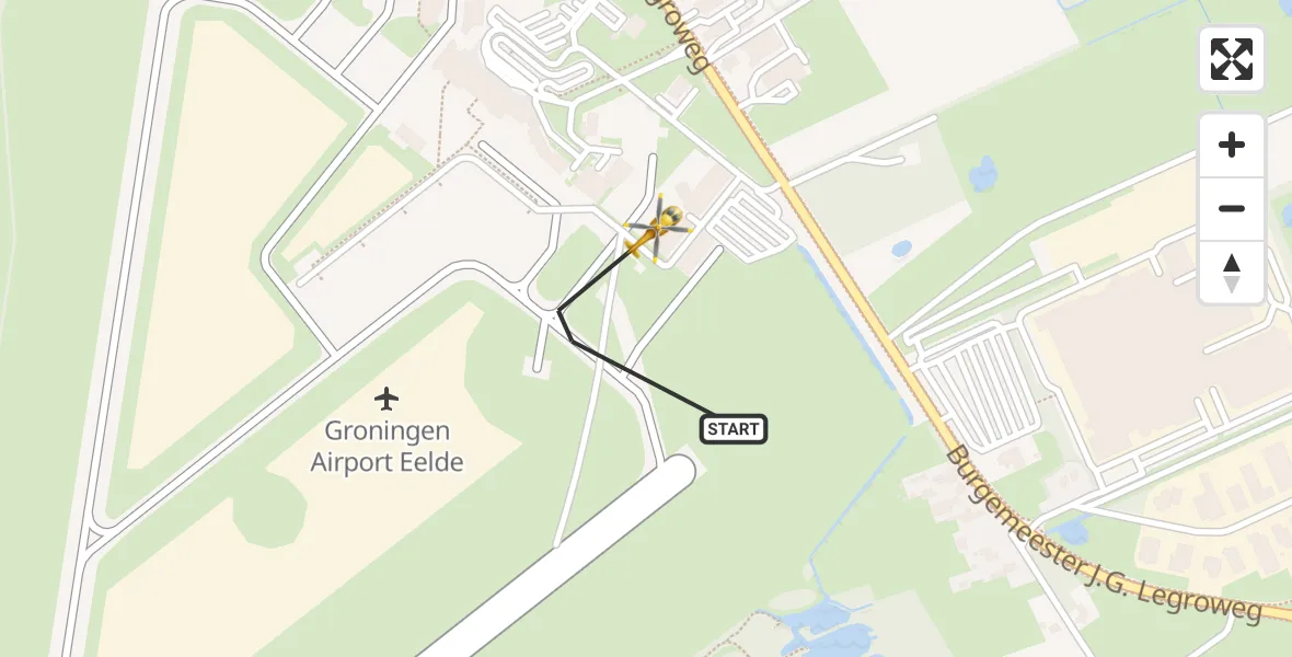 Vluchtroute Traumahelikopter Groningen Airport Eelde - Groningen Airport Eelde, 01 januari 2024, 11:00