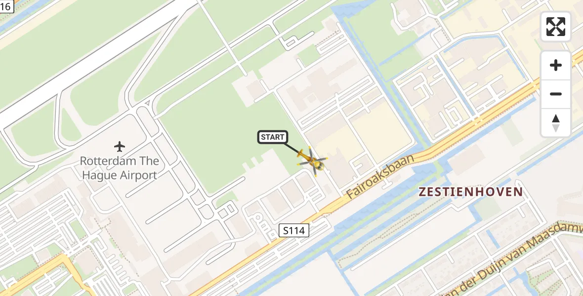 Vluchtroute Traumahelikopter Rotterdam The Hague Airport - Rotterdam The Hague Airport, 01 januari 2024, 13:38