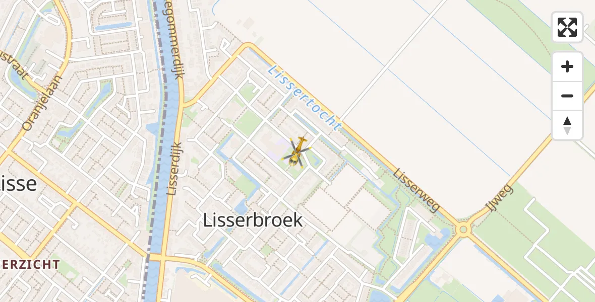 Vluchtroute Traumahelikopter van Lisserbroek naar Lisserbroek