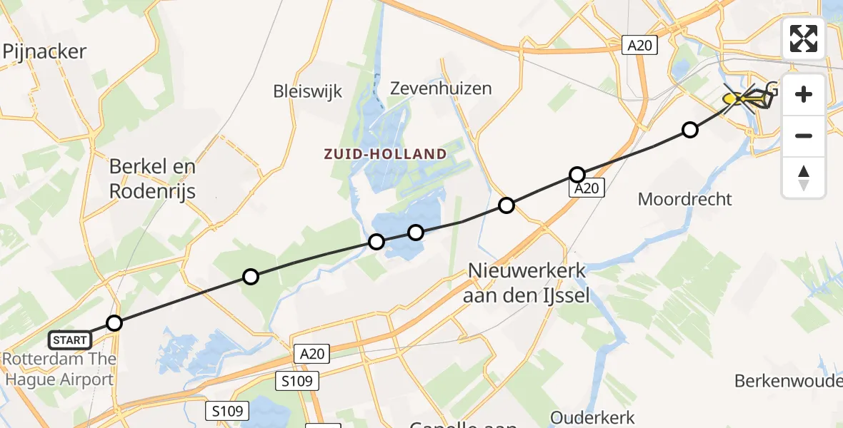 Routekaart van de vlucht: Lifeliner 2 naar Gouda