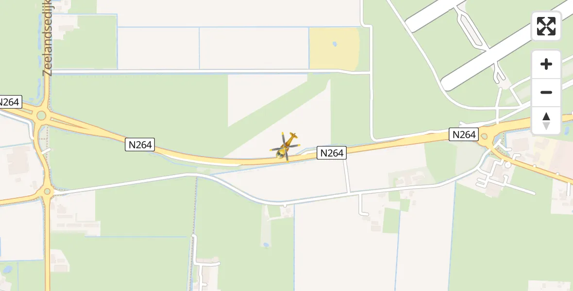 Vluchtroute Traumahelikopter van Vliegbasis Volkel naar Vliegbasis Volkel