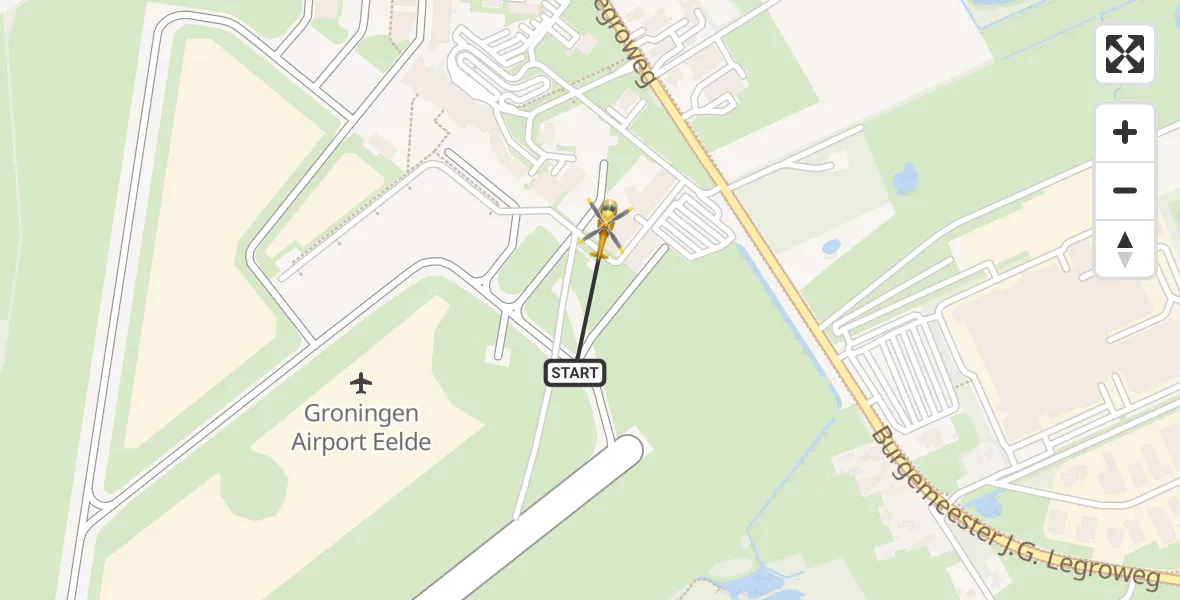 Vluchtroute Traumahelikopter Groningen Airport Eelde - Groningen Airport Eelde, 01 januari 2024, 19:56