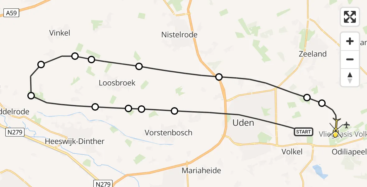 Routekaart van de vlucht: Lifeliner 3 naar Vliegbasis Volkel