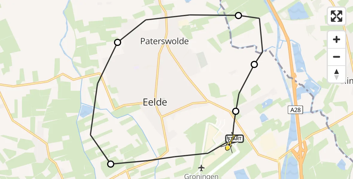 Routekaart van de vlucht: Lifeliner 4 naar Groningen Airport Eelde