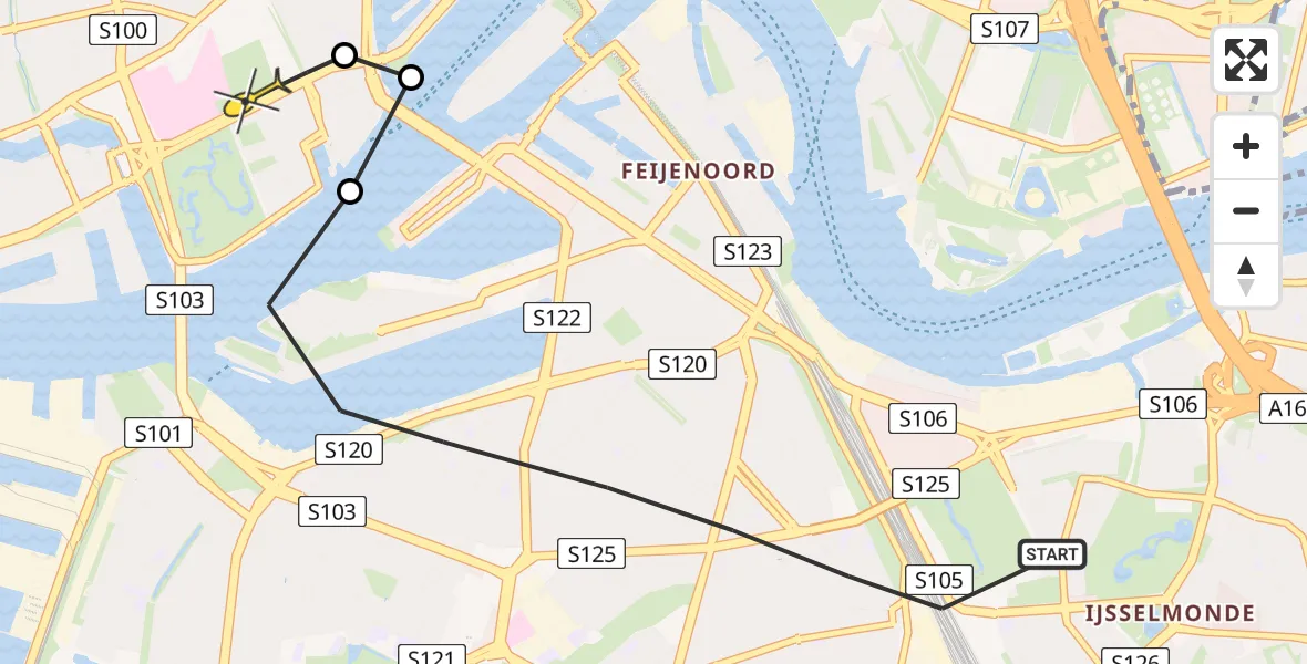 Routekaart van de vlucht: Lifeliner 2 naar Erasmus MC