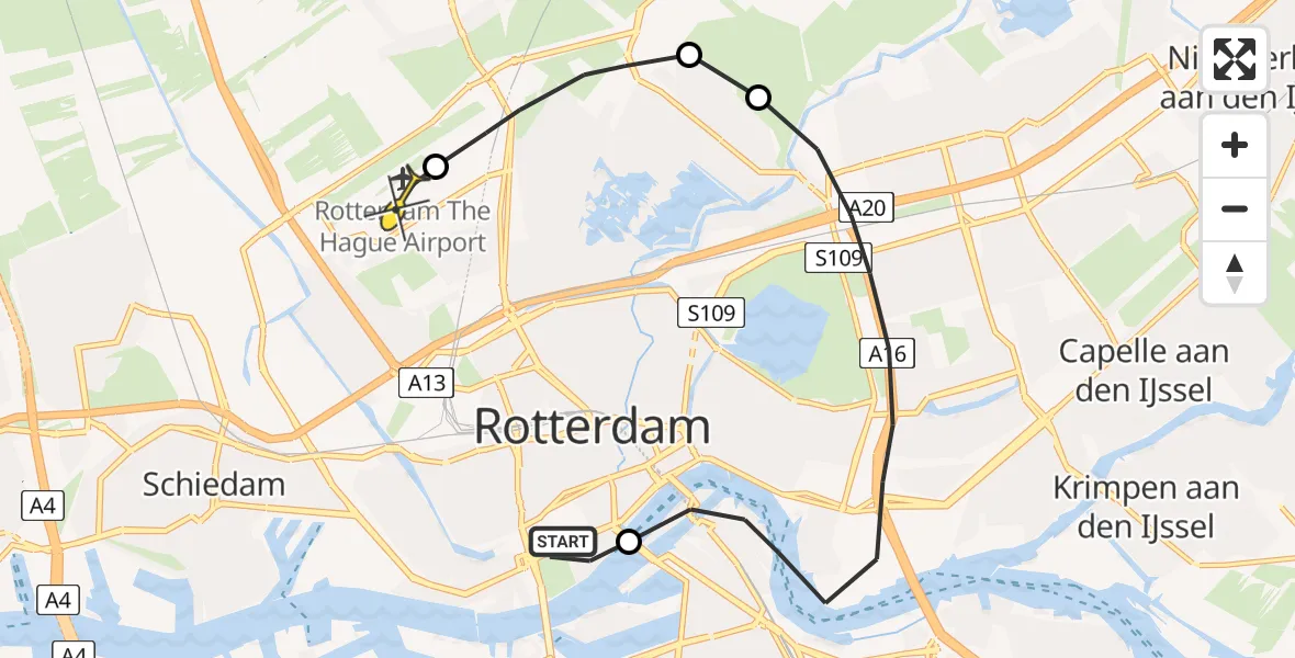 Routekaart van de vlucht: Lifeliner 2 naar Rotterdam The Hague Airport