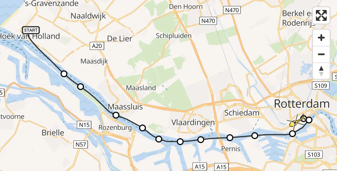 Routekaart van de vlucht: Lifeliner 2 naar Erasmus MC