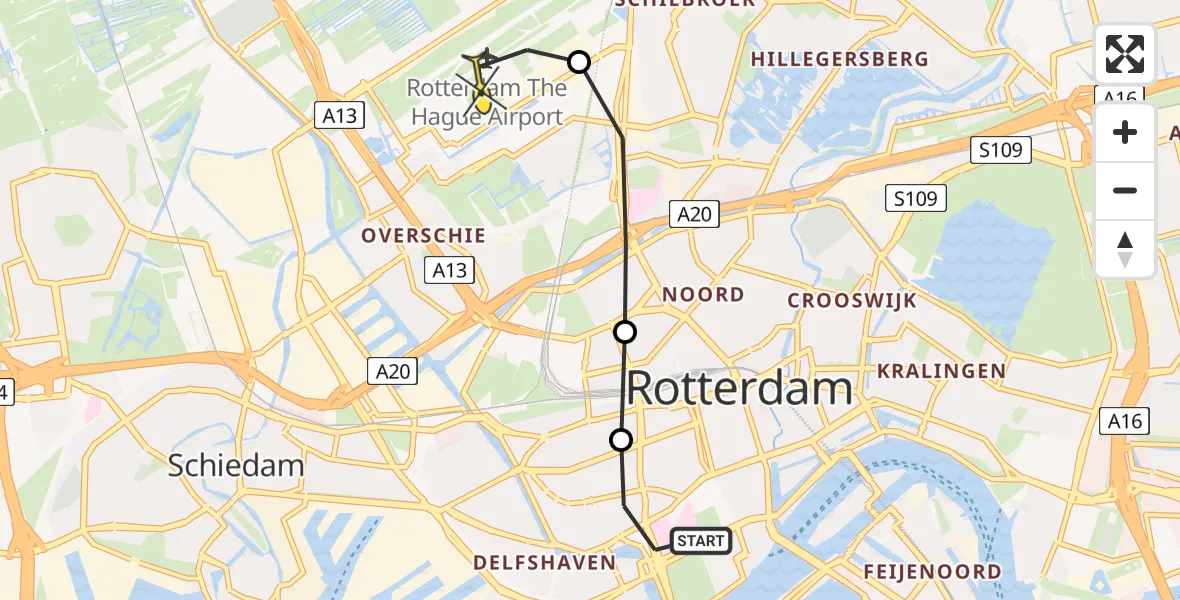 Routekaart van de vlucht: Lifeliner 2 naar Rotterdam The Hague Airport