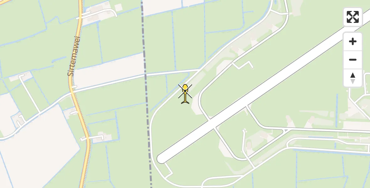 Vluchtroute Ambulancehelikopter van Leeuwarden naar Leeuwarden