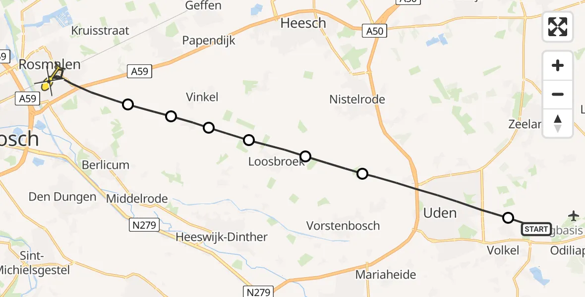 Routekaart van de vlucht: Lifeliner 3 naar Rosmalen