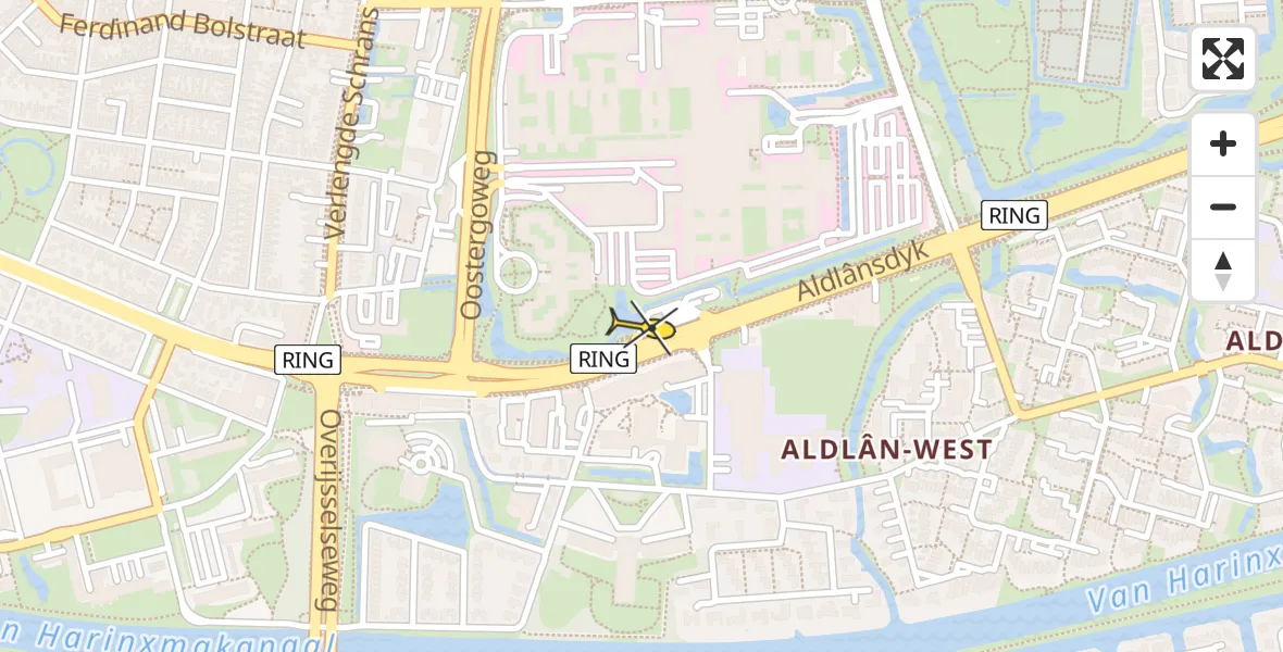 Vluchtroute Ambulancehelikopter van Leeuwarden naar Leeuwarden