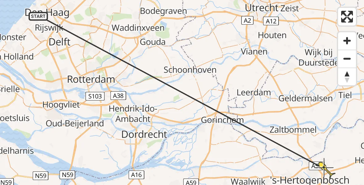 Routekaart van de vlucht: Traumaheli naar Rosmalen