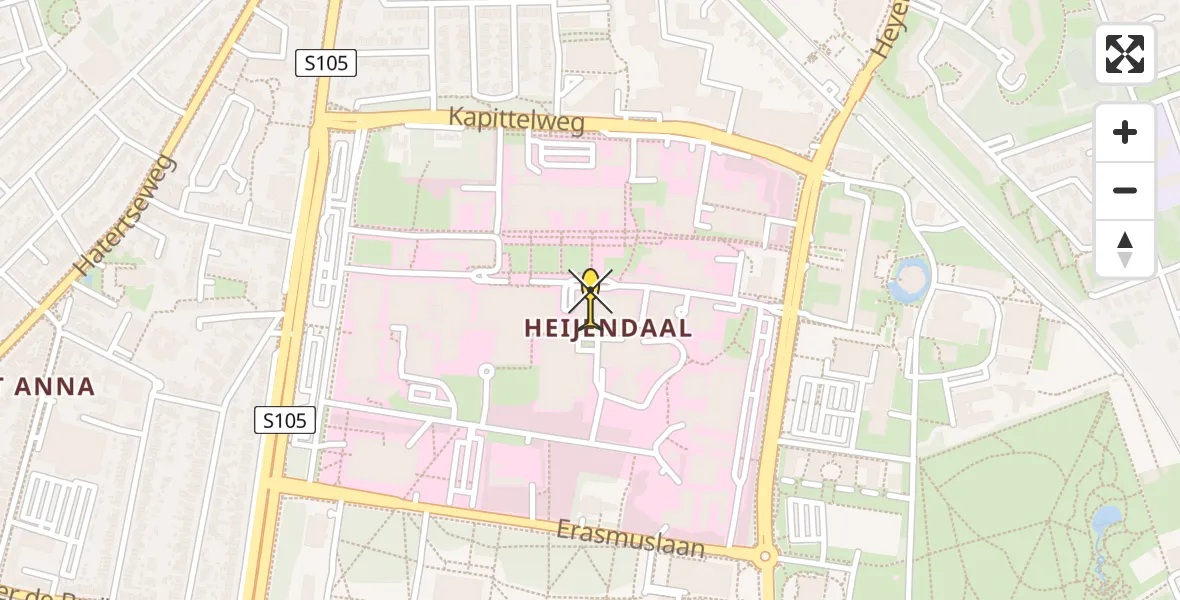 Vluchtroute Traumahelikopter van Radboud Universitair Medisch Centrum naar Radboud Universitair Medisch Centrum