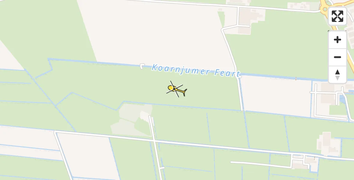 Vluchtroute Ambulancehelikopter van Vliegbasis Leeuwarden naar Vliegbasis Leeuwarden