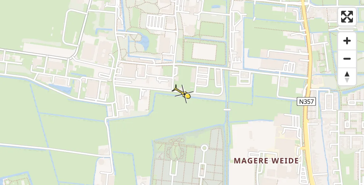 Vluchtroute Ambulancehelikopter van Vliegbasis Leeuwarden naar Vliegbasis Leeuwarden