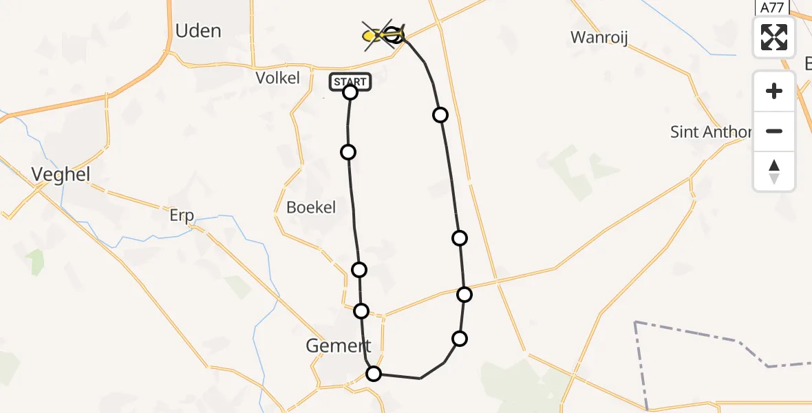 Routekaart van de vlucht: Lifeliner 3 naar Vliegbasis Volkel