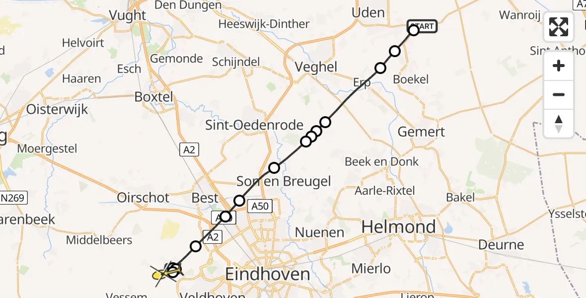 Routekaart van de vlucht: Lifeliner 3 naar Wintelre