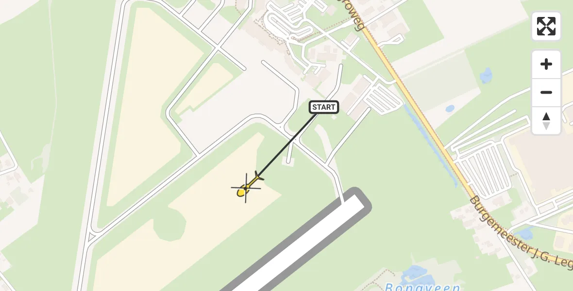 Routekaart van de vlucht: Traumahelikopter naar Groningen Airport Eelde