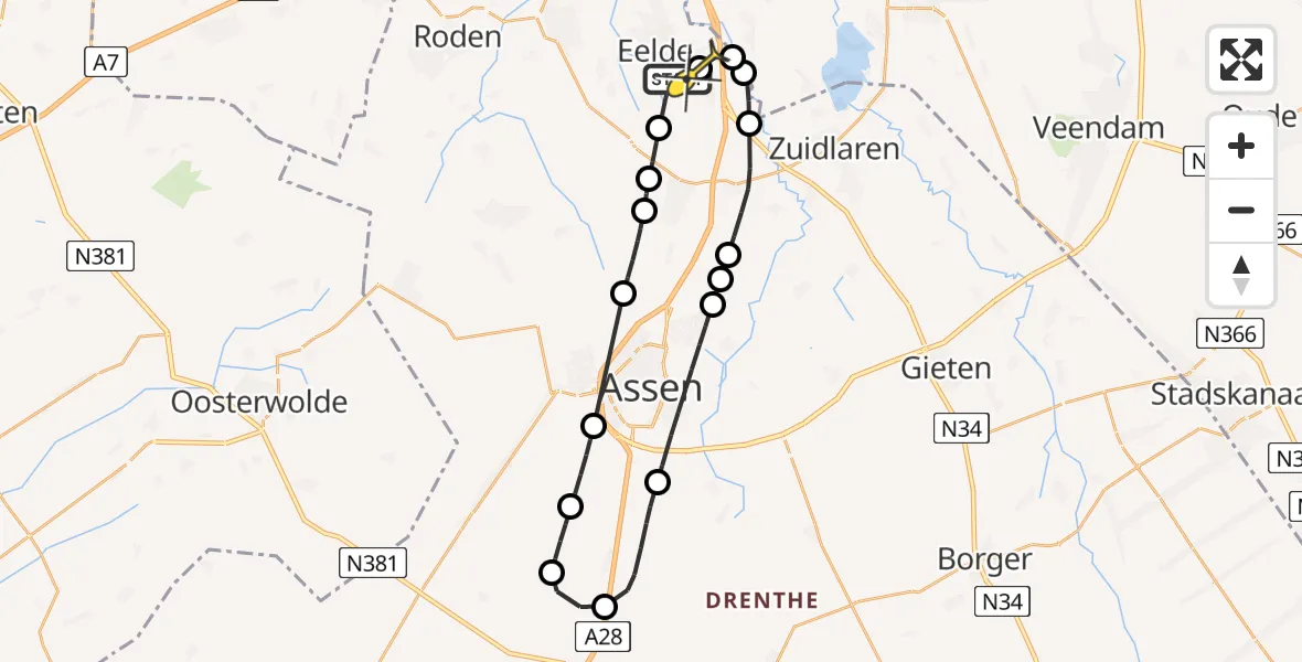 Routekaart van de vlucht: Lifeliner 4 naar Groningen Airport Eelde