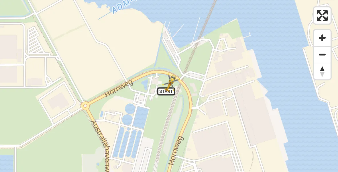 Vluchtroute Traumahelikopter Amsterdam Heliport - Amsterdam Heliport, 03 januari 2024, 08:57