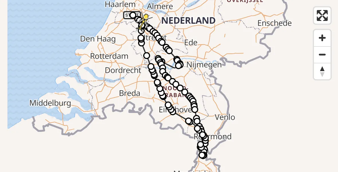 Routekaart van de vlucht: Politiehelikopter naar Vinkeveen