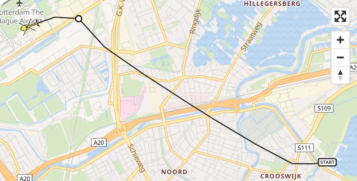 Routekaart van de vlucht: Lifeliner 2 naar Rotterdam The Hague Airport