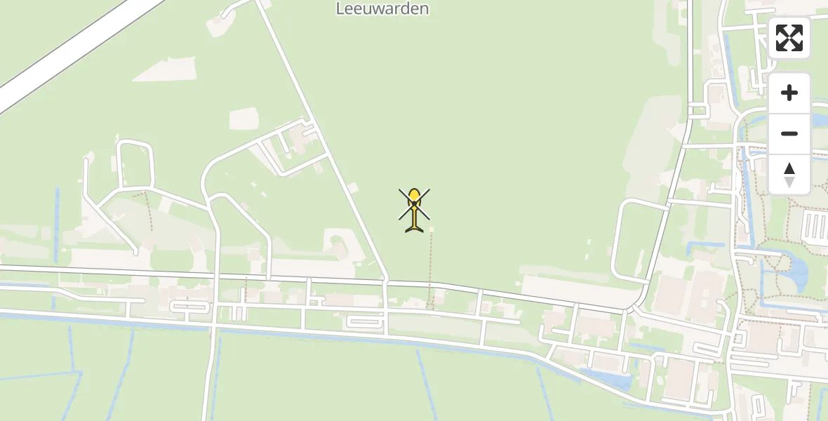 Vluchtroute Ambulancehelikopter van Vliegbasis Leeuwarden naar Vliegbasis Leeuwarden