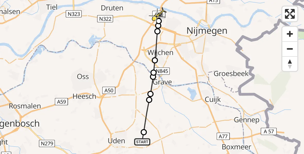 Routekaart van de vlucht: Lifeliner 3 naar Ewijk