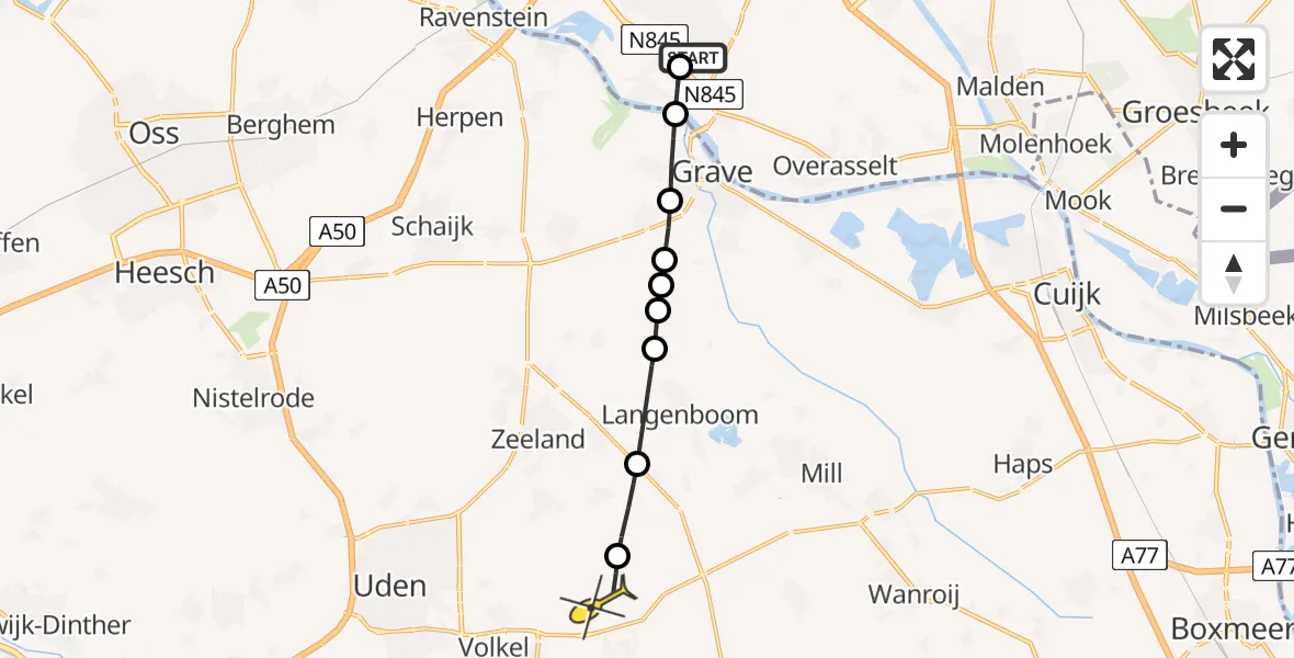 Routekaart van de vlucht: Lifeliner 3 naar Vliegbasis Volkel