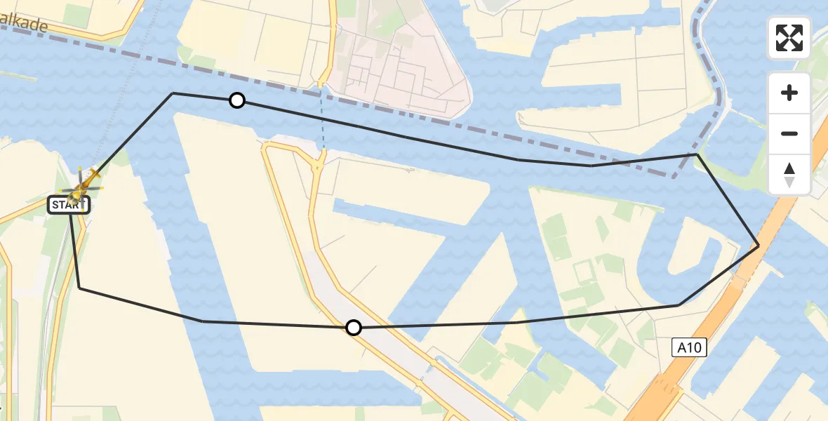 Vluchtroute Traumahelikopter Amsterdam Heliport - Amsterdam Heliport, 03 januari 2024, 15:18
