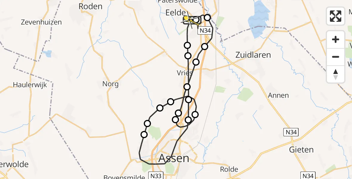 Routekaart van de vlucht: Lifeliner 4 naar Groningen Airport Eelde
