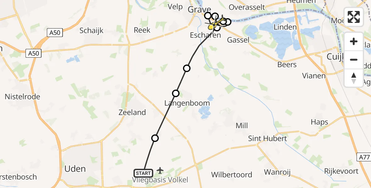 Routekaart van de vlucht: Lifeliner 3 naar Escharen