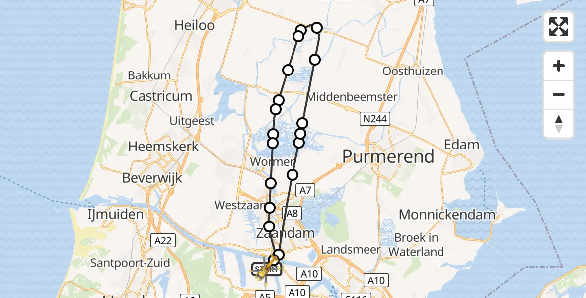 Vluchtroute Traumahelikopter Amsterdam Heliport - Amsterdam Heliport, 03 januari 2024, 17:13