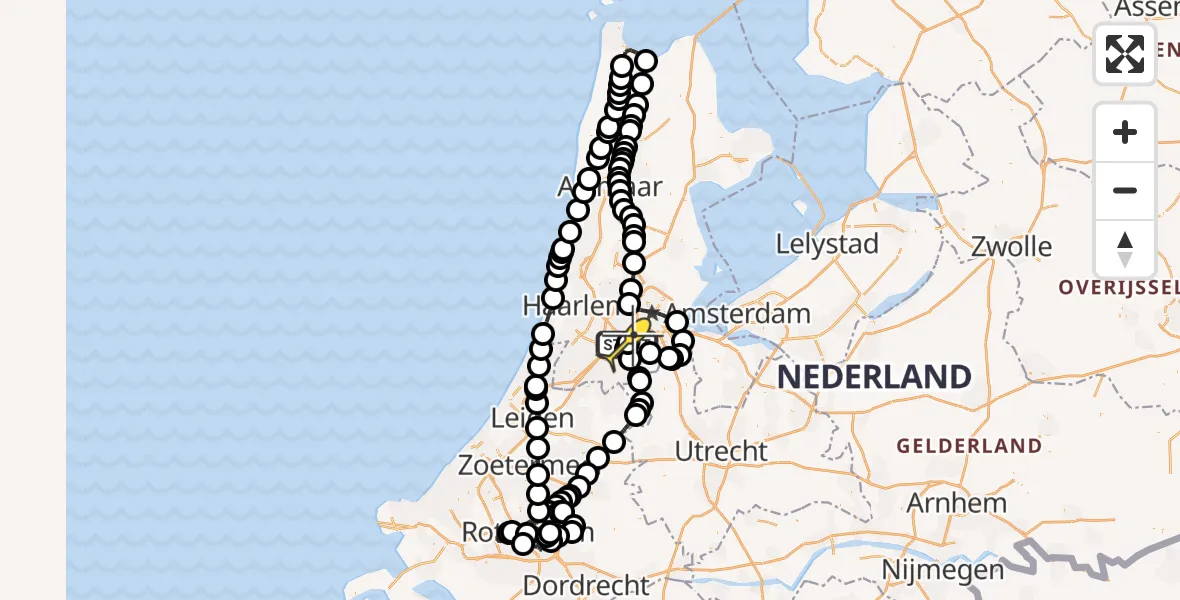 Vluchtroute Politiehelikopter van Schiphol naar Schiphol