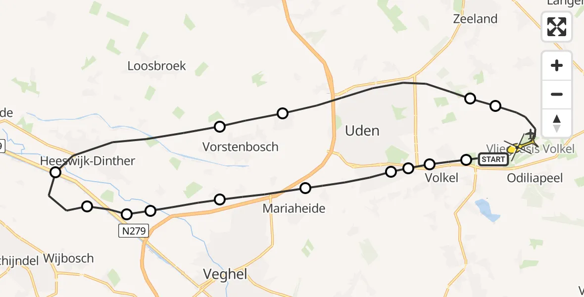 Routekaart van de vlucht: Lifeliner 3 naar Vliegbasis Volkel