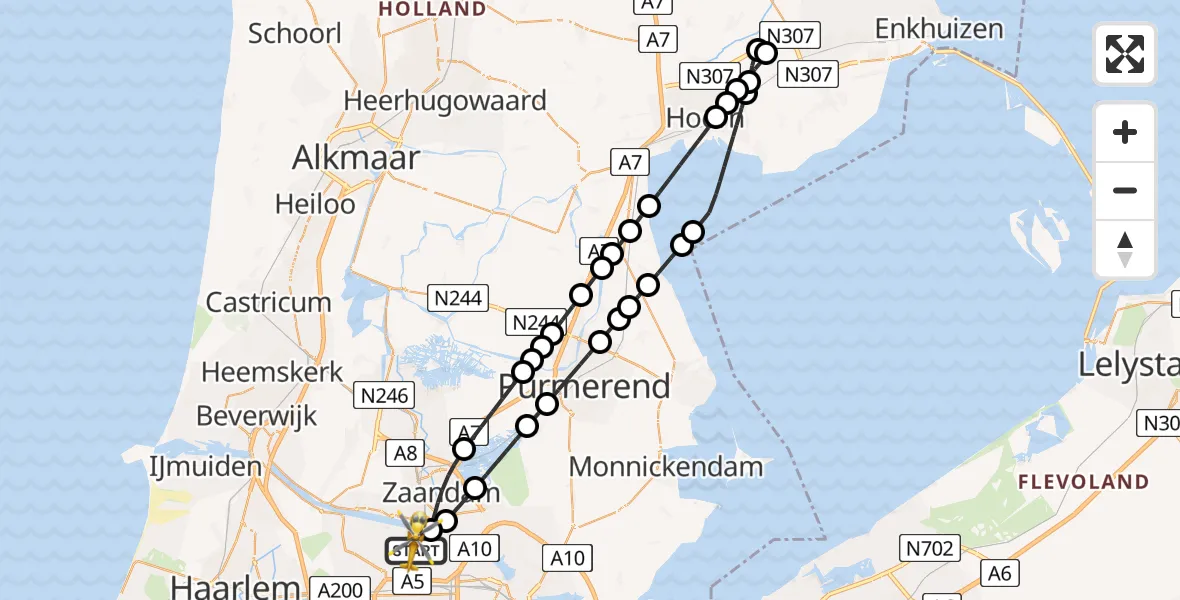 Vluchtroute Traumahelikopter Amsterdam Heliport - Amsterdam Heliport, 04 januari 2024, 04:29