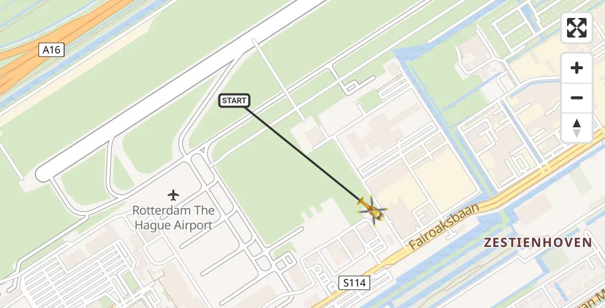 Vluchtroute Traumahelikopter Rotterdam The Hague Airport - Rotterdam The Hague Airport, 04 januari 2024, 10:04