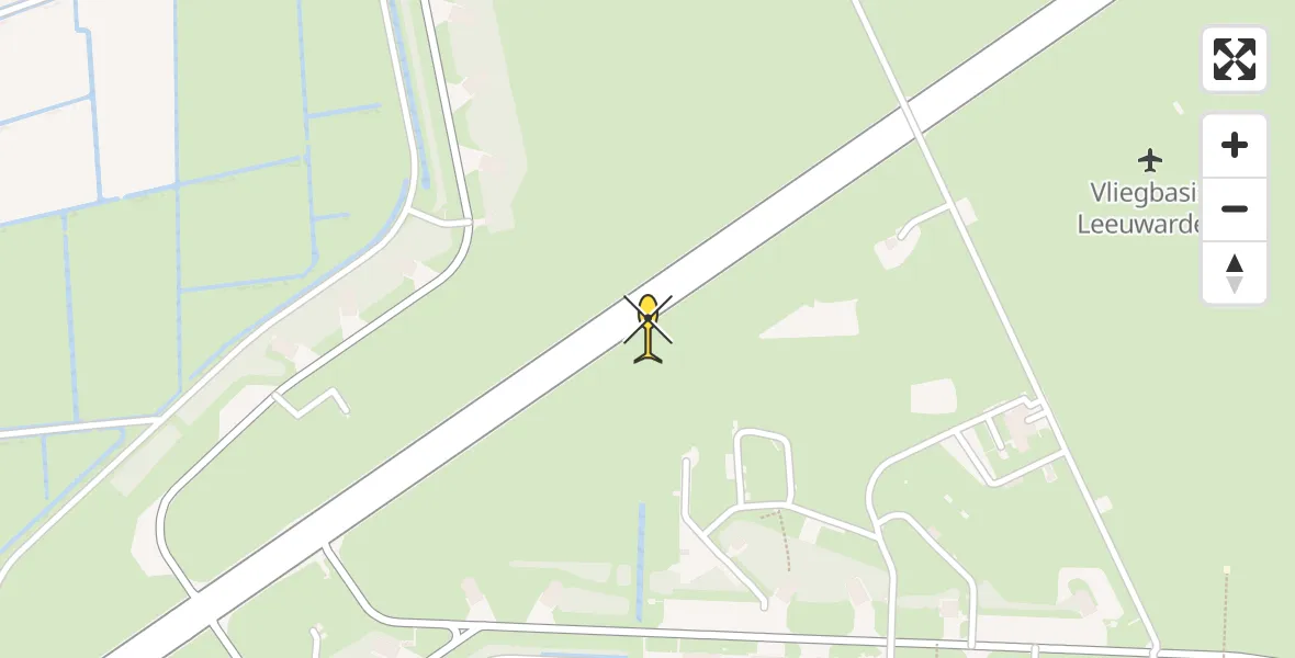 Vluchtroute Ambulancehelikopter van Vliegbasis Leeuwarden naar Vliegbasis Leeuwarden