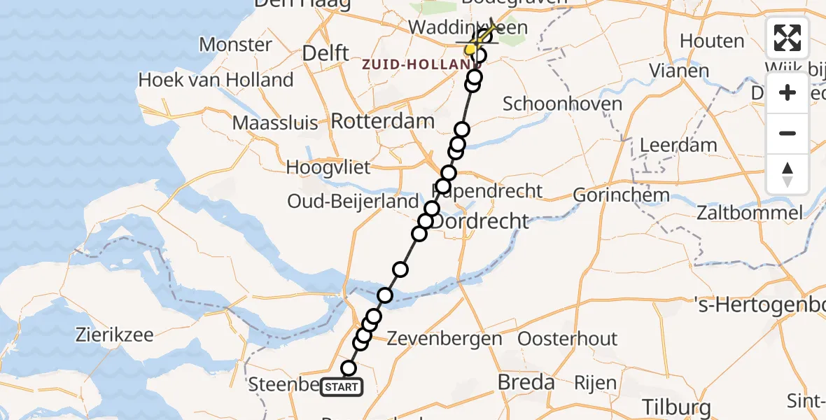 Routekaart van de vlucht: Lifeliner 2 naar Gouda