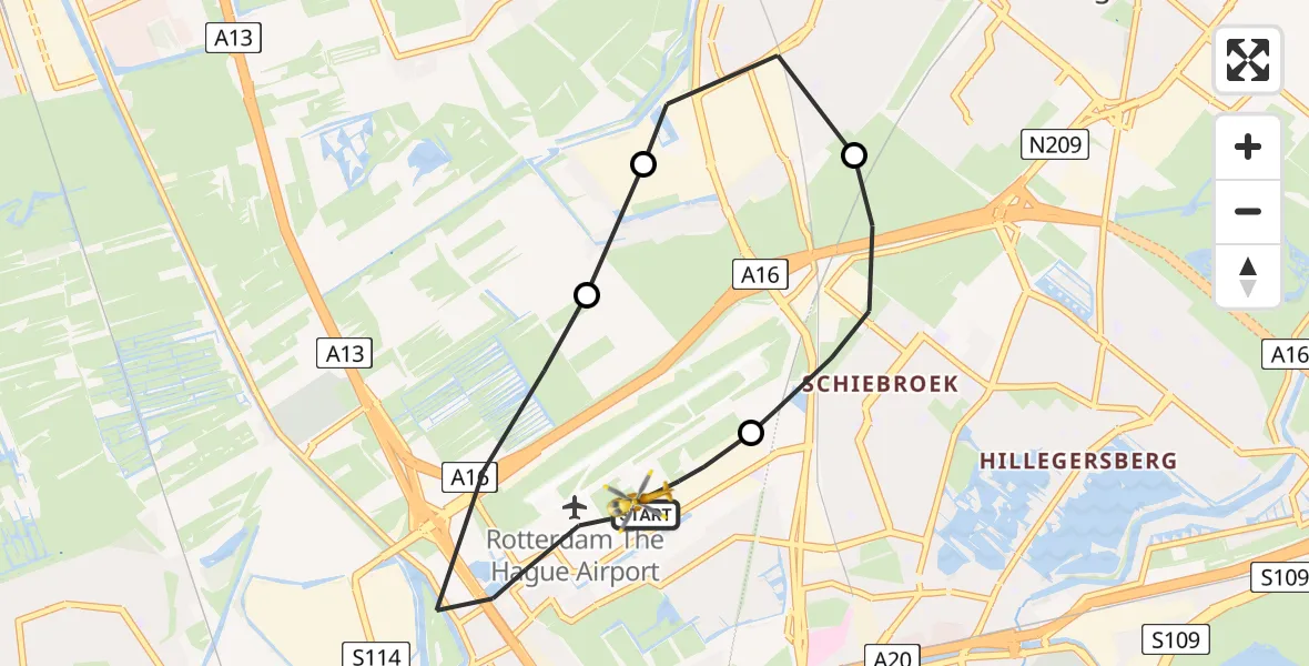 Vluchtroute Traumahelikopter Rotterdam The Hague Airport - Rotterdam The Hague Airport, 04 januari 2024, 15:11