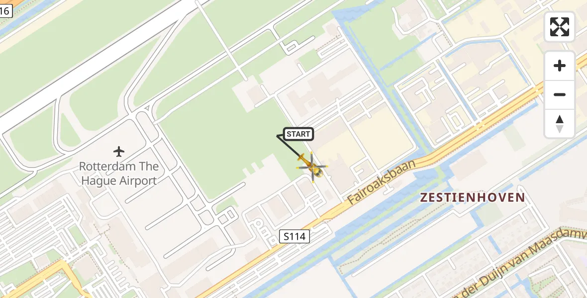 Vluchtroute Traumahelikopter Rotterdam The Hague Airport - Rotterdam The Hague Airport, 04 januari 2024, 15:16