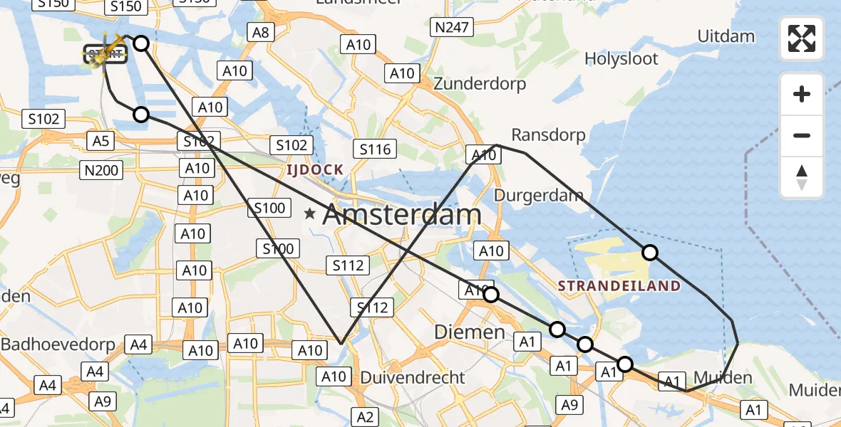 Vluchtroute Traumahelikopter Amsterdam Heliport - Amsterdam Heliport, 04 januari 2024, 16:51